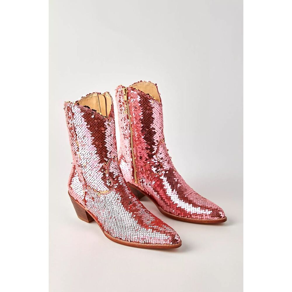 New Free People x Momo Chameleon Sequin Boots Size 37 - Picture 2 of 7